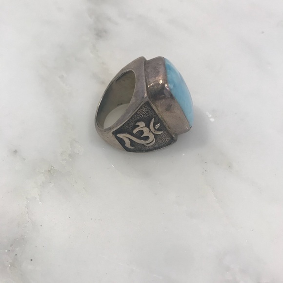 Larimar Silver Ring with Bali Om - Picture 2 of 4